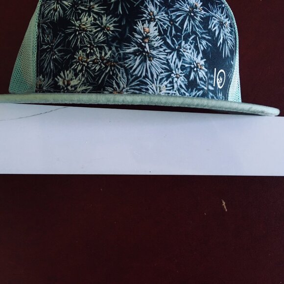 NWT 10 Tree Baseball Cap Mesh Top Adjustable Snap Blue Floral Flat VisorOne Size - Picture 7 of 7